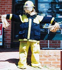 A modern scarecrow fireman