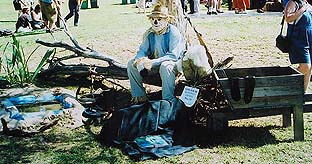 A live scarecrow swagman